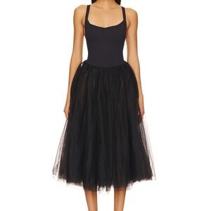 Free People Black Tulle Midi Dress